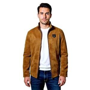 NWT EUC Italian Suede Brown Zip up jacket A Collezioni Sz S Unisex zip pock